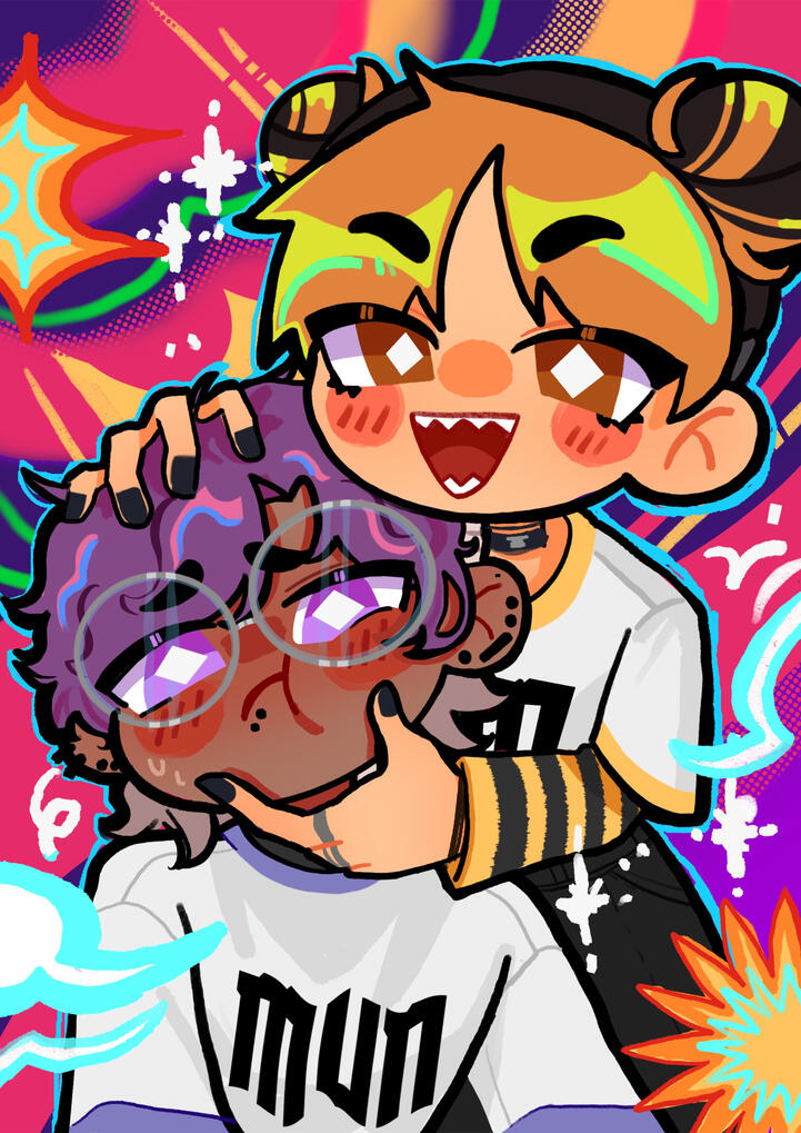 Mun with his natural hairstyle, and just San being a menace